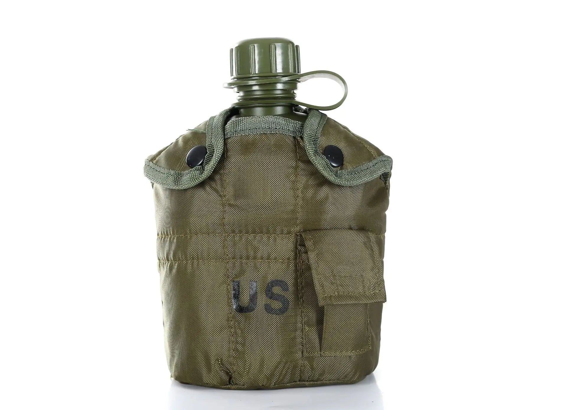  Outdoor 1L Water Bottle Alloy Lunch Box Camping Survival Kettle Outdoor Tableware Bag #