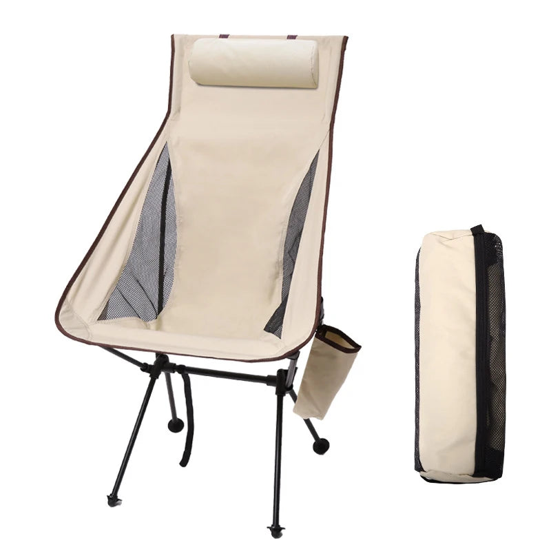  Portable Folding Camping Chair with Headrest Lightweight Tourist Chairs Aluminum Alloy Fishing Chair Outdoor Furniture 