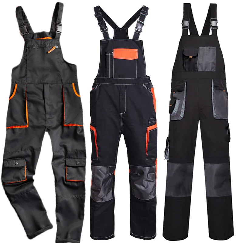  Bib Overall Casual Worker Clothing Plus Size Sleeveless Bib Pants Protective Coverall Strap Jumpsuits Fly Pockets Uniforms S-4XL 