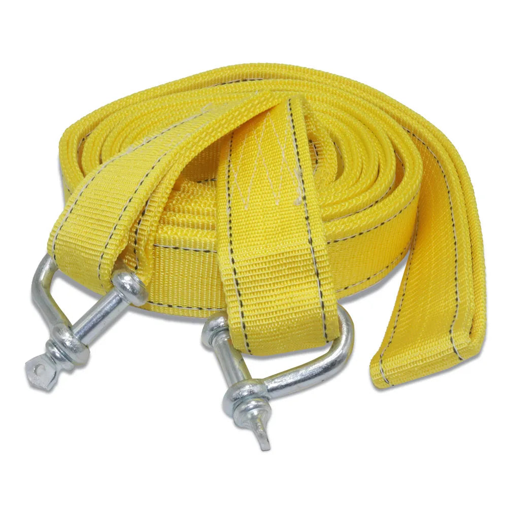  8Tons Car Towing Rope Strape Cable With U Hooks Shackle High Strength Nylon With Reflective Light For Car Truck Trailer SUV #