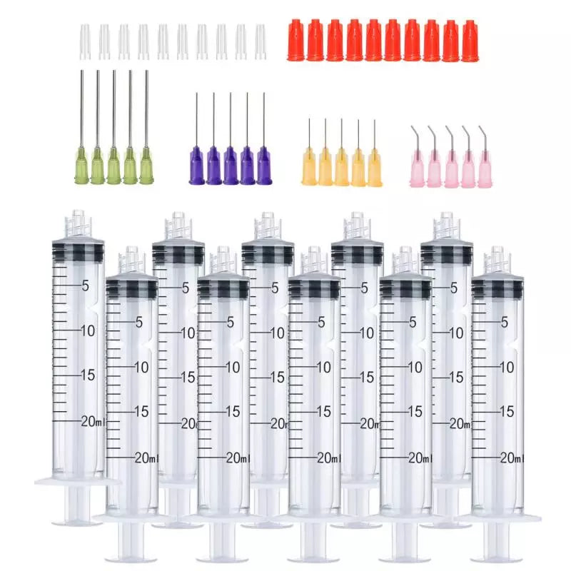  50 Syringes with 14ga-23ga Blunt Tip Needles Syringe and Needle Caps #