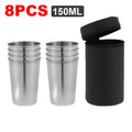   4Pcs/Set Outdoor Stainless Steel Water Cup With Case   