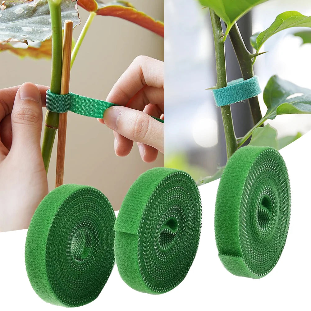  3 Rolls Green Garden Twine Plant Ties Nylon Plant Bandage Garden Hook Loop Bamboo Cane Wrap Support Garden Accessories