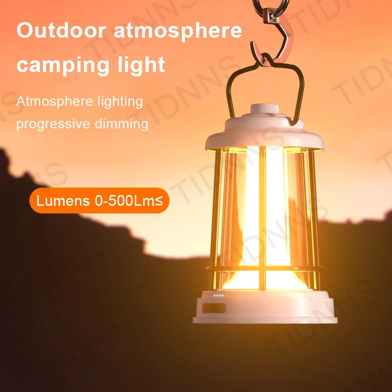  Retro LED Camping Lantern Rechargeable 8000mAh Portable Waterproof for Camping Lights Emergency Home Power Outages Outdoor #