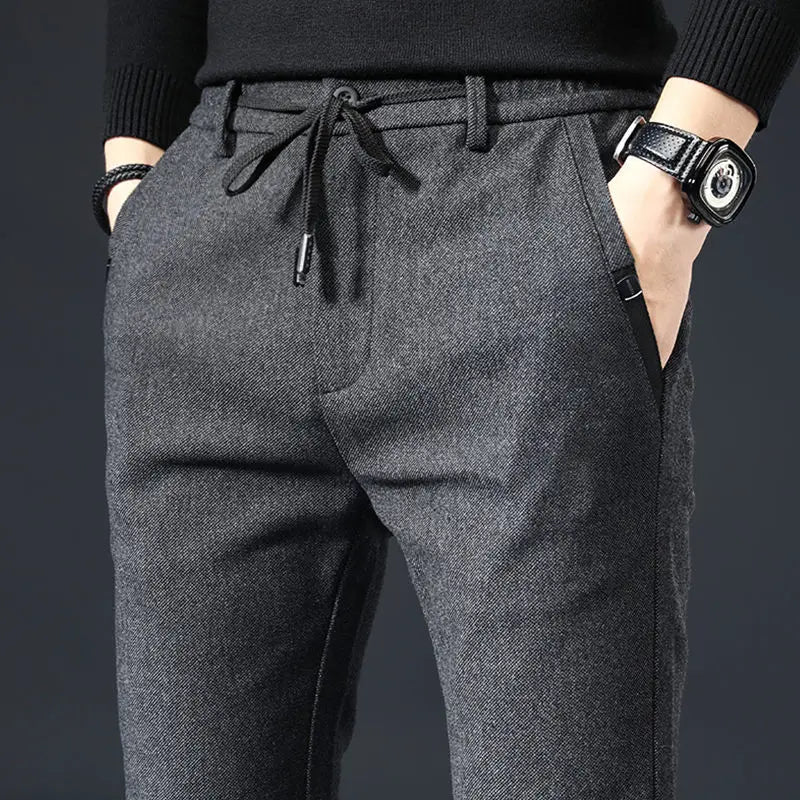   Comfortable Grey Drawstring Trousers for Men   