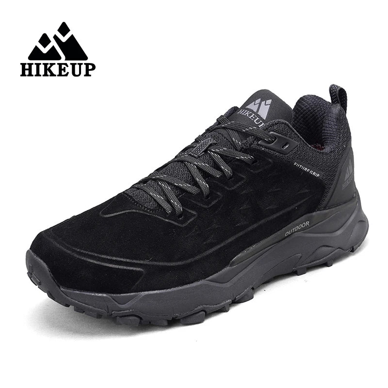   HIKEUP Hiking Shoes for Men Genuine Leather Breathable Non-slip   