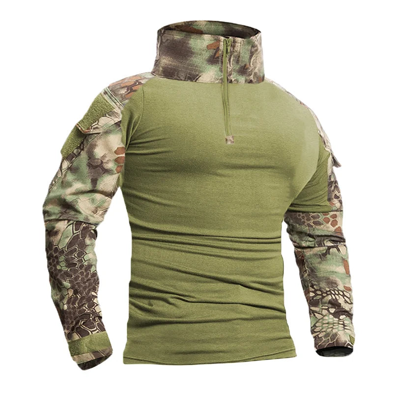   Tactical Hiking T-Shirt Men Combat Military Camouflage Long Sleeve   