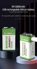   New 9V Rechargeable Battery 12800mAh Micro USB Lithium Batteries   