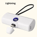   Portable Power Bank - 5000mAh, Built-In Cables, LED Lamp, Multi-Color   