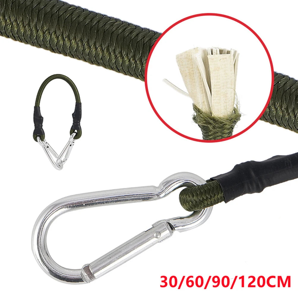 30/60/90/120cm Carabiner Bungee Cords Karabiner Hook Cables Strap Bungie Elastic Durable Outdoor Camping Survival Equipment