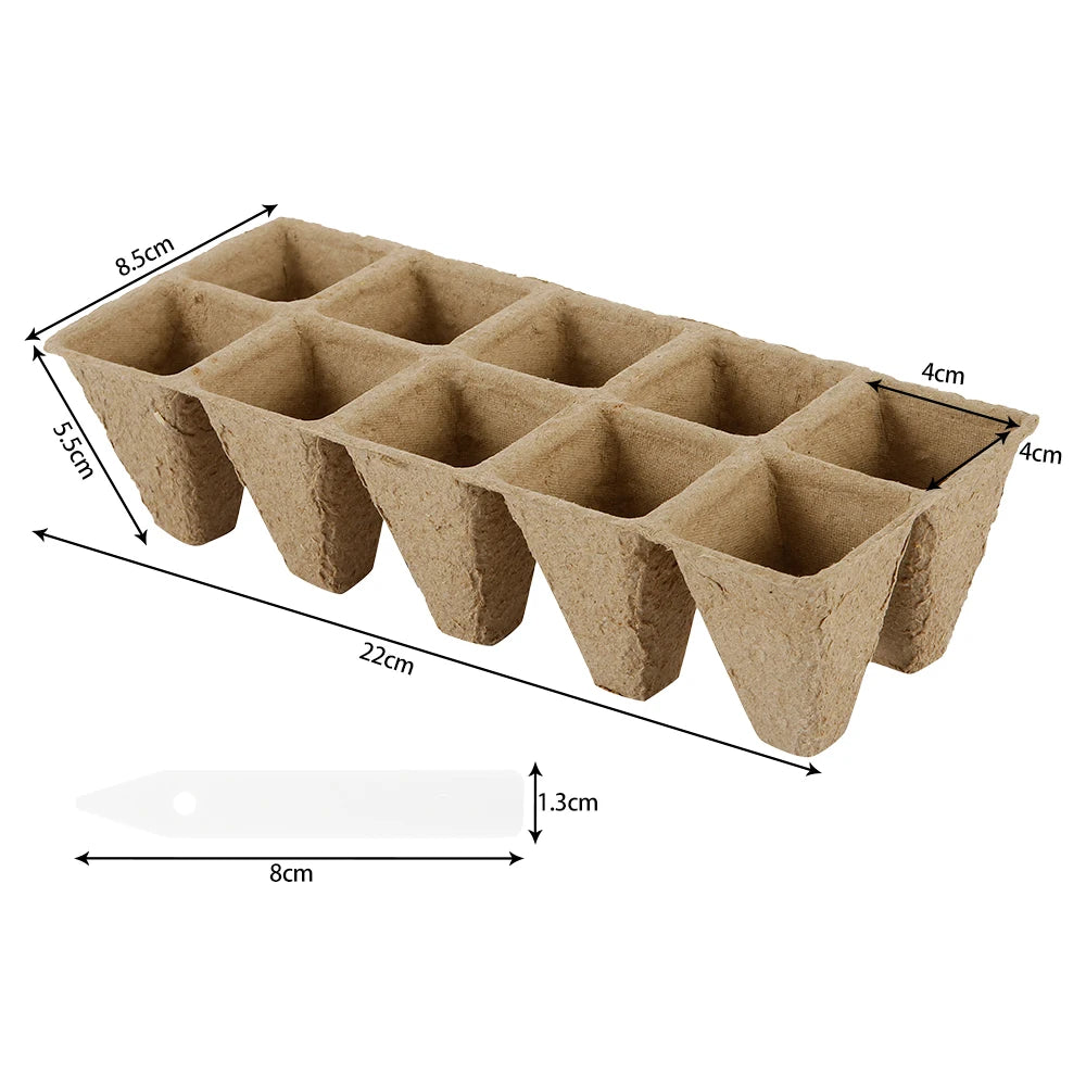   Biodegradable Seedling Trays with Tools - 12 Hole Starter Kit   