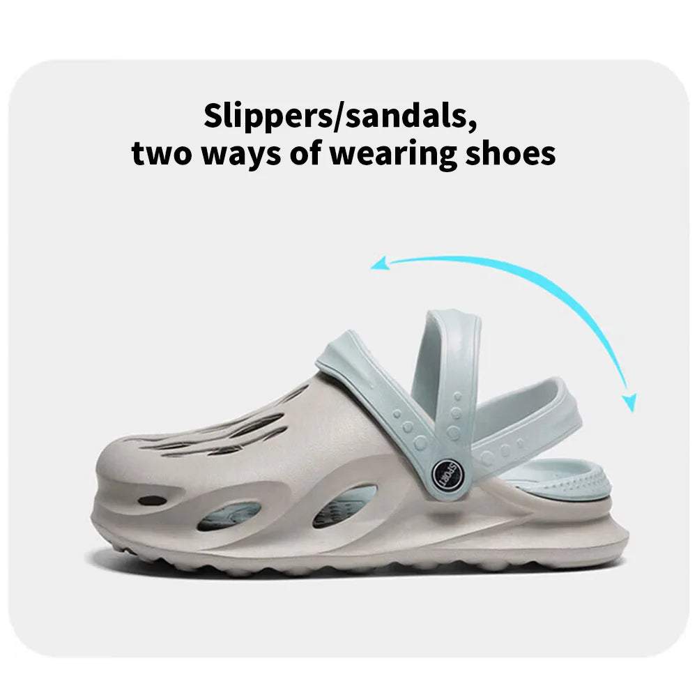  Men's Fashion Beach Sandals Thick Sole Slipper Waterproof Anti-Slip Sandals Flip Flops Non-slip toe EVA hole shoes 02 