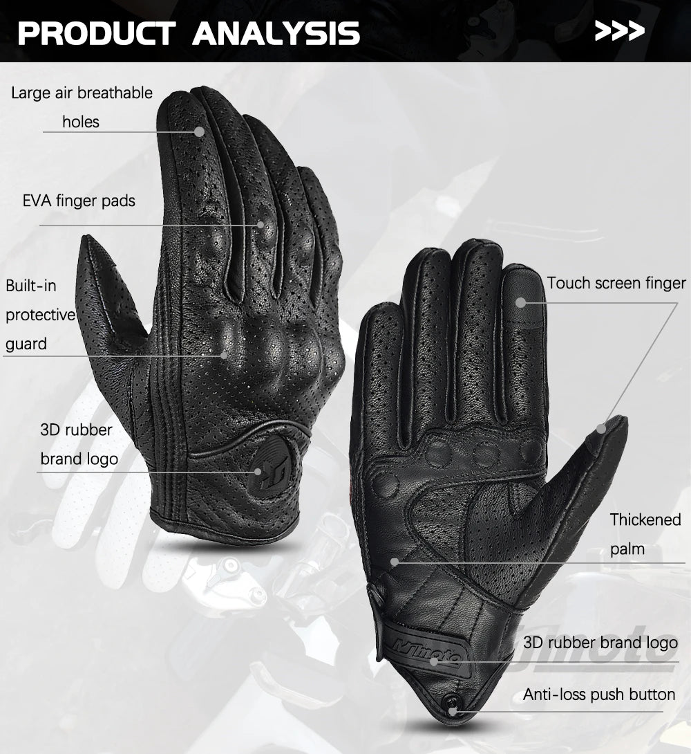   Motorcycle Summer Leather Glove Men Women   