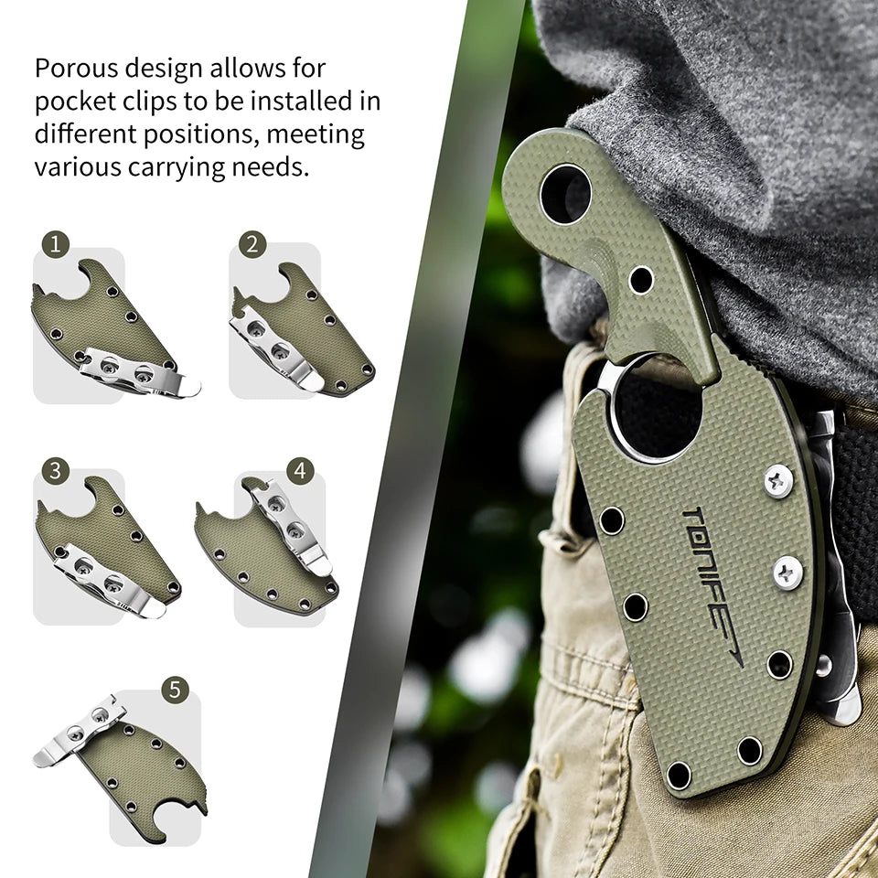  Small Tactical Fixed Blade Pocket Straight Thumb Knife Necklace Survival Outdoor Hunting Camping Knives EDC Tool Crescent #