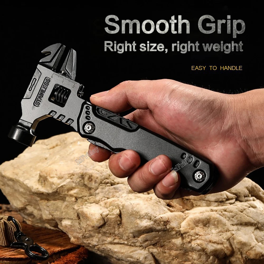  Universal Folding Pliers Hammer Outdoor Knife Pliers EDC Tool Multifunctional Wrench Hammer Adjustable Flap Wrench Combination 