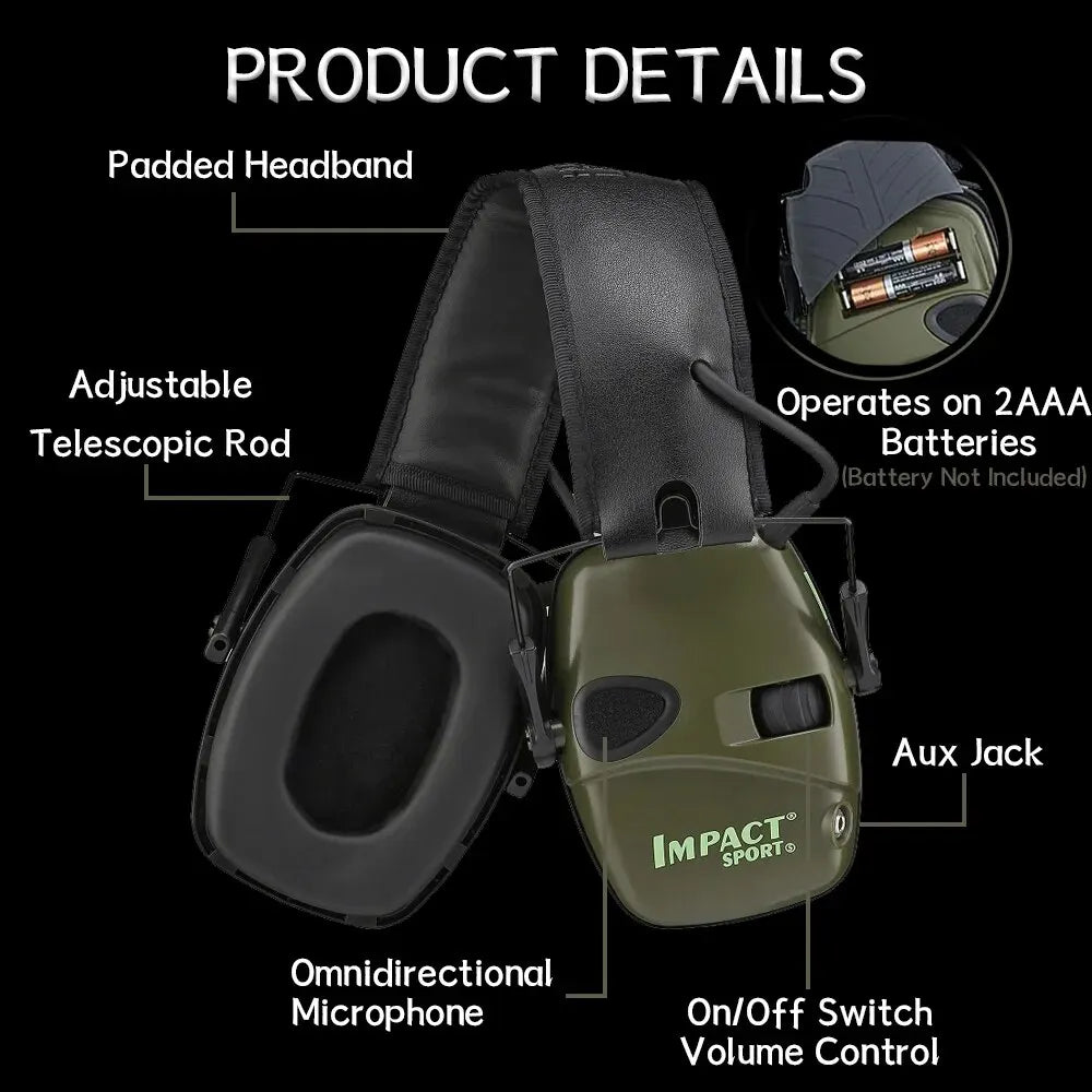   Electronic Shooting Earmuffs - Impact Sound Amplification & Protection   