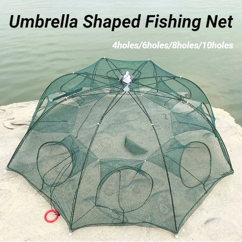  4/6/8Holes Fishing Net Folded Portable Hexagon Fish Network Casting Net Crayfish Shrimp Catcher Tank Trap China Cages Mesh Cheap 