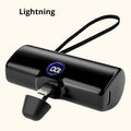   Portable Power Bank - 5000mAh, Built-In Cables, LED Lamp, Multi-Color   