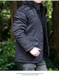   Men's Army Green Winter Jacket with Cargo Pockets and Sherpa Lining   