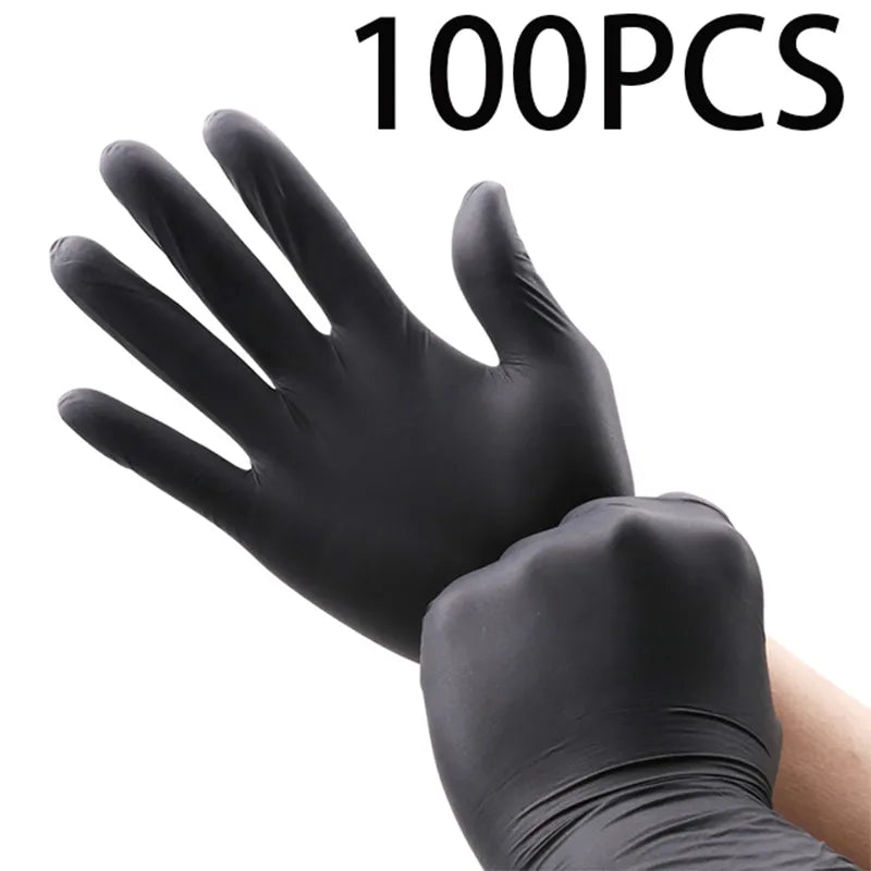  100 Pack Disposable Black Nitrile Gloves For Household Cleaning Work Safety Tools  Gardening Gloves  Kitchen Cooking Tools #