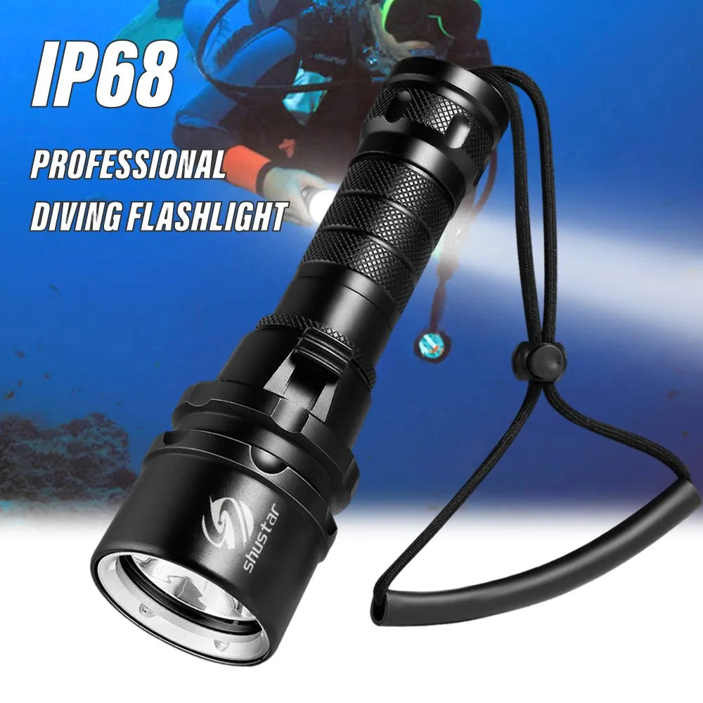  High Power Diving Flashlight IP68 Waterproof Rating #