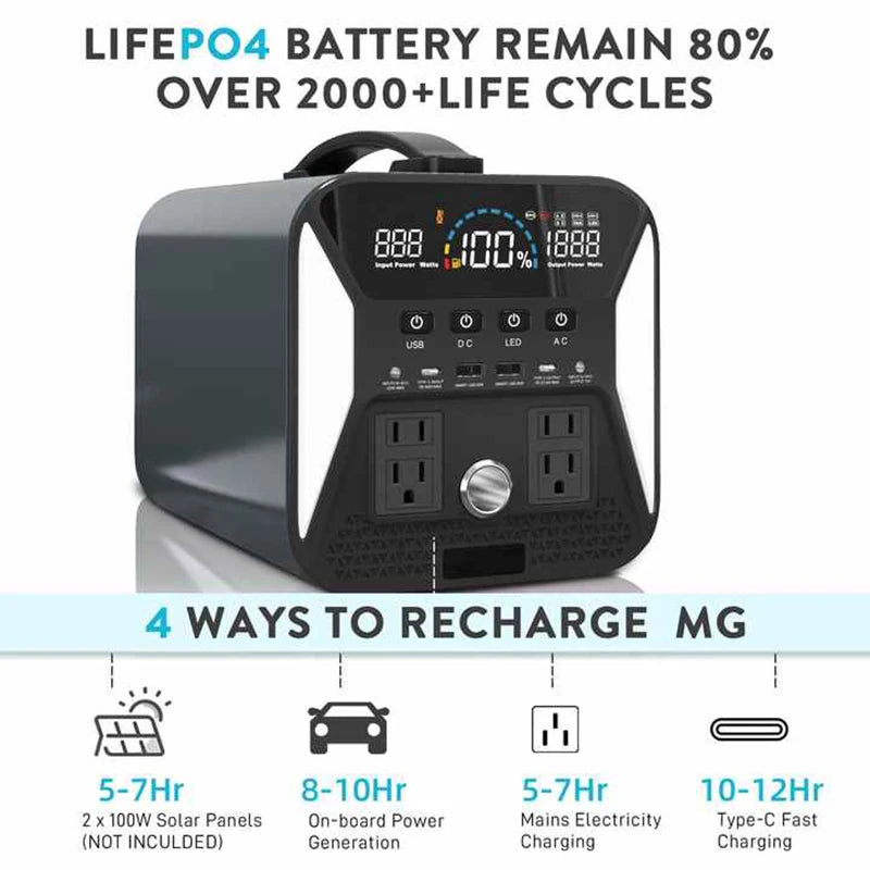   Portable Power Station, Camping Backup Lifepo4 Battery   