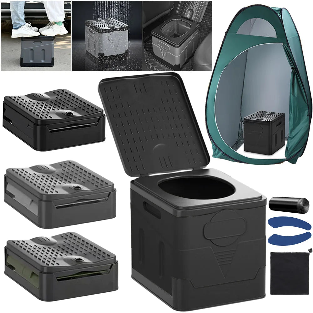   Portable Car Toilet Bucket - Collapsible, Durable & Multi-Functional   