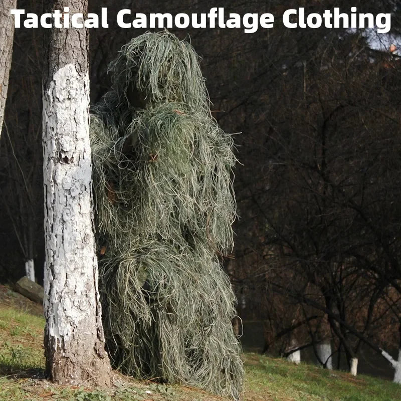   3D Withered Grass Ghillie Suit - 5 PCS Sniper Military Hunting   