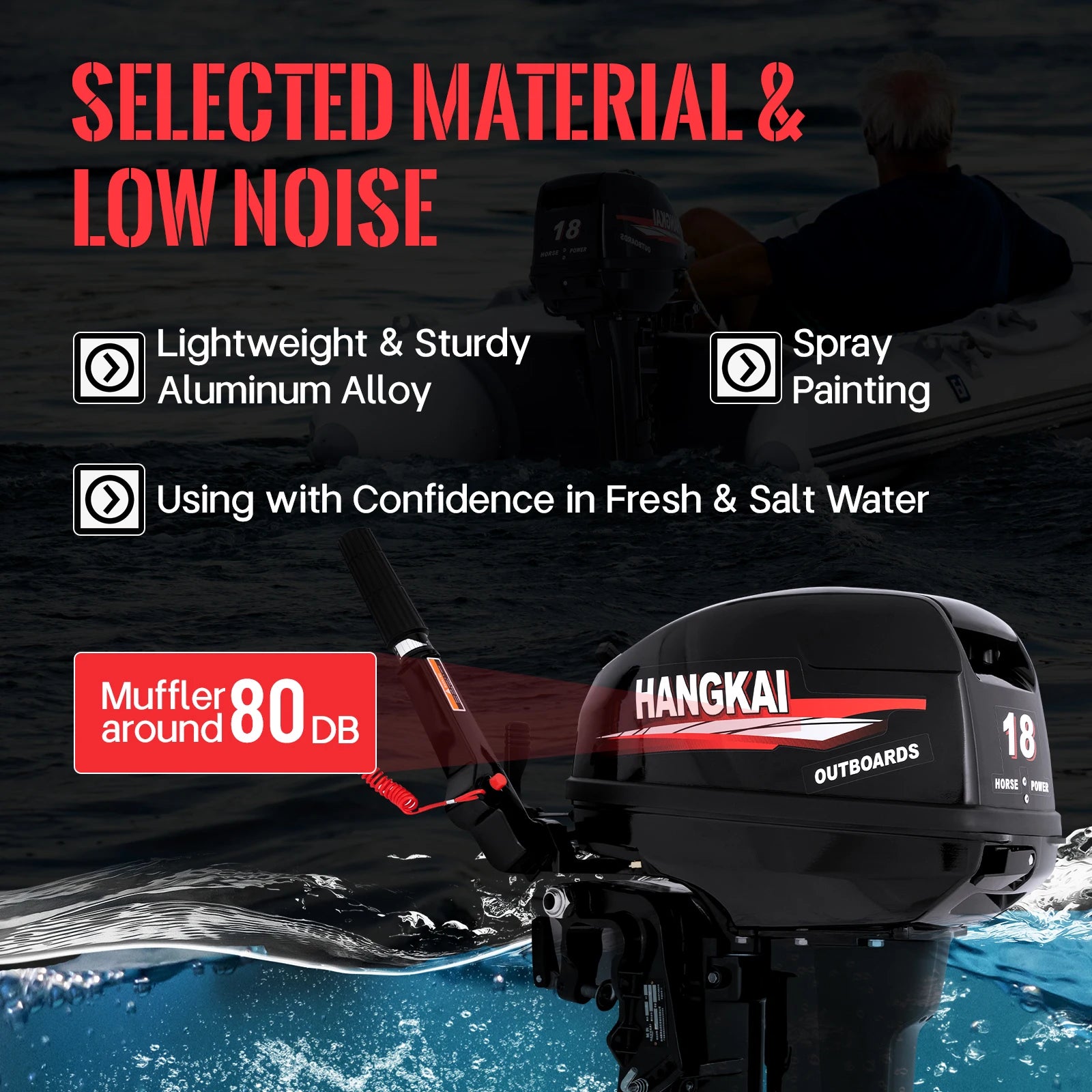   4-Stroke Portable Outboard Motor with Fuel Tank and Spare Parts   