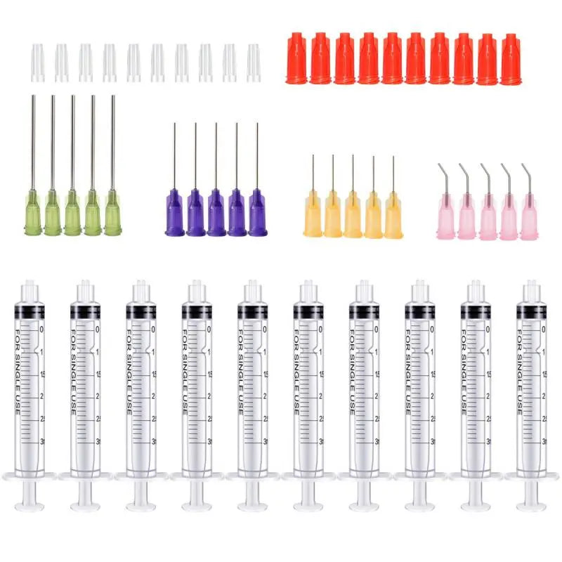  50 Syringes with 14ga-23ga Blunt Tip Needles Syringe and Needle Caps #