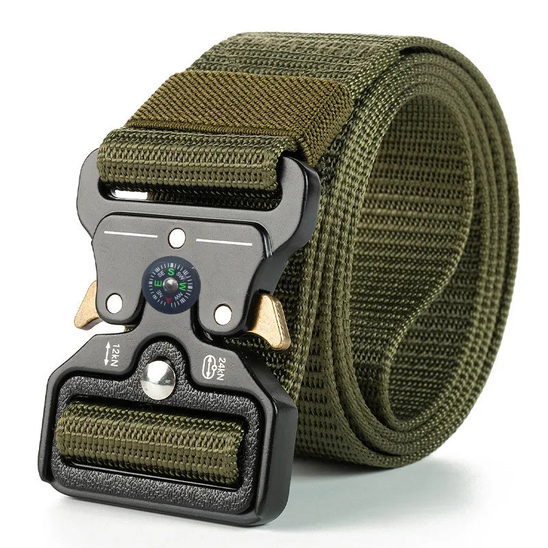  Men Belt Army Outdoor Hunting Tactical Outdoor Mountaineering Multifunctional Tactical Nylon Canvas Woven Trouser Belt #