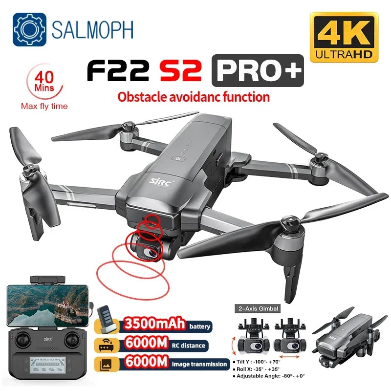    SJRC F22 S2 PRO+ Drone | 4K EIS Camera & GPS   