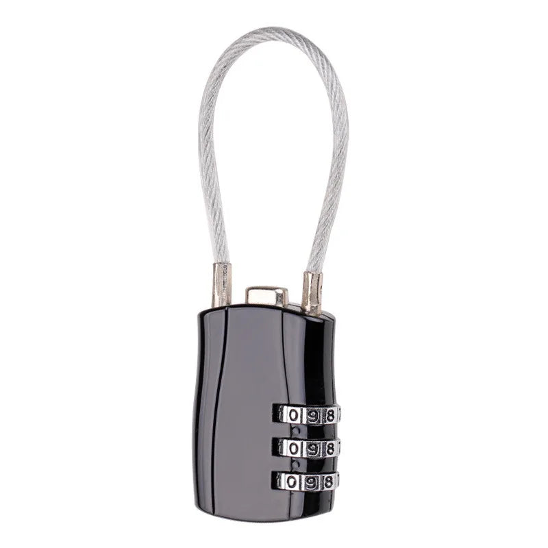  3 Digit Aluminum Alloy Password Lock Steel Wire Security Lock for Suitcase Luggage Coded Cupboard Cabinet Padlock #