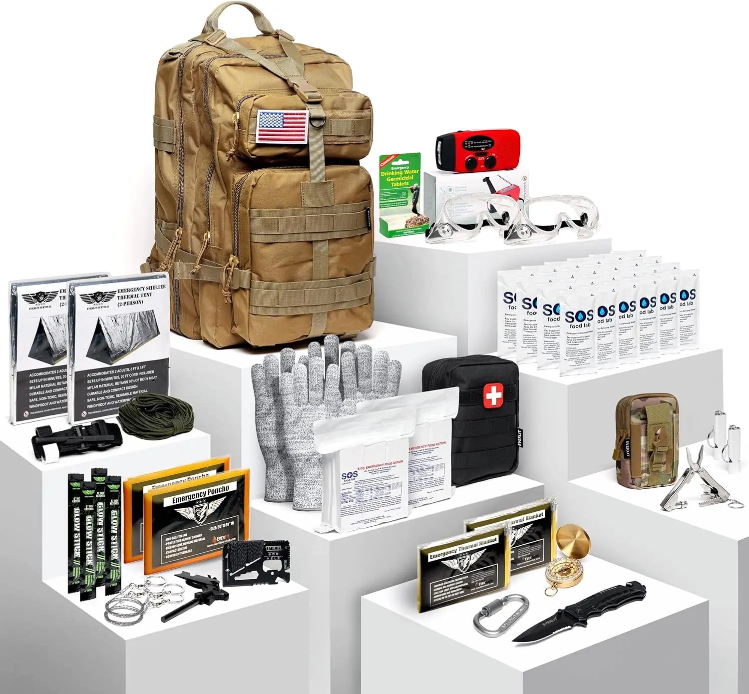   72-Hour Emergency Survival Kit for 2 People Comprehensive Bug Out Bag   