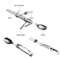  Outdoor Tableware Multi-function Portable Knife Fork Spoon Bottle Opener Foldable Cutlery Camping Equipment 