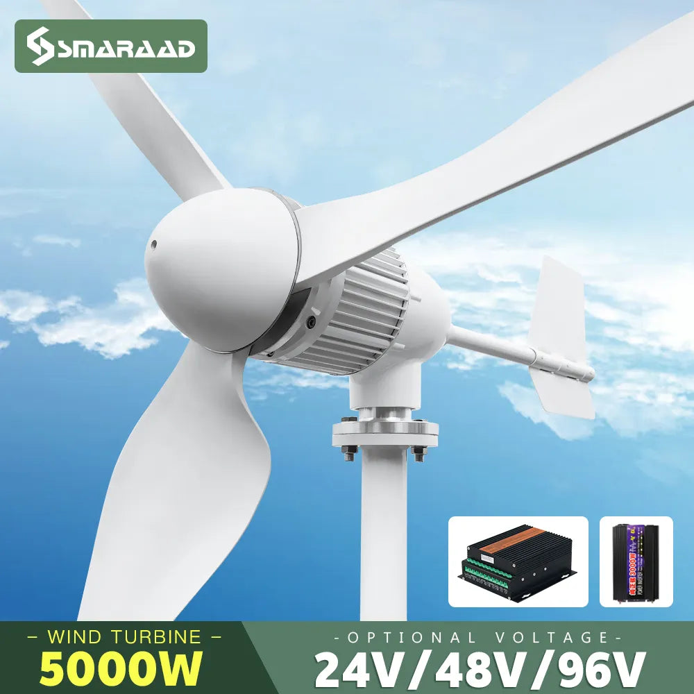 5000w 2kw Horizontal Wind Turbine Generator 96V 48V 24V Free Energy Magnetic Dynamo Strong Power 220v Inverter Output For Home #