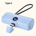   Portable Power Bank - 5000mAh, Built-In Cables, LED Lamp, Multi-Color   