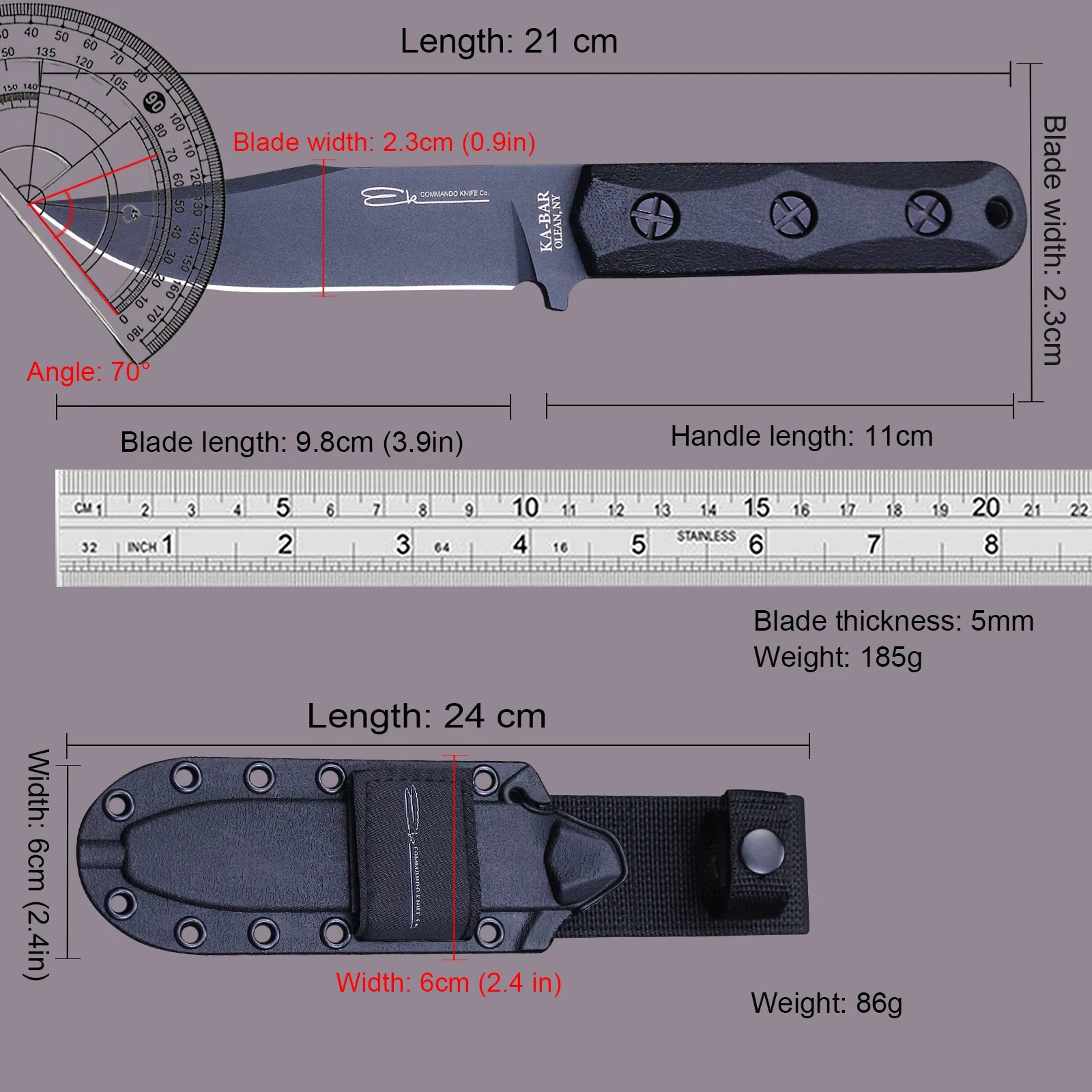   U.S.AKB-EK50 Jungle Hunting Knife | Outdoor Survival EDC Knife   