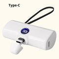   Portable Power Bank - 5000mAh, Built-In Cables, LED Lamp, Multi-Color   