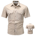   Men's Summer Short Sleeve Cargo Shirt - Casual Tactical Polo   