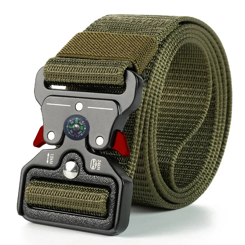  Men Belt Army Outdoor Hunting Tactical Outdoor Mountaineering Multifunctional Tactical Nylon Canvas Woven Trouser Belt #