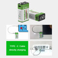   New 9V Rechargeable Battery 12800mAh Micro USB Lithium Batteries   