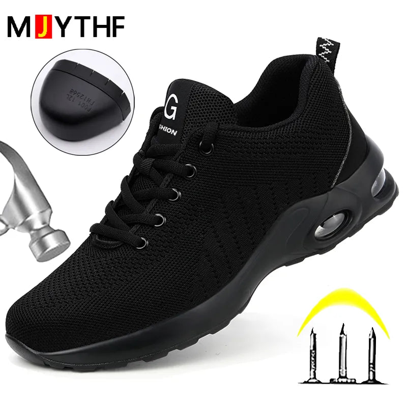  Summer Air Cushion Work Safety Shoes For Men Women Breathable Work Sneakers Steel Toe Shoes Anti-puncture Safety Protective Shoe #