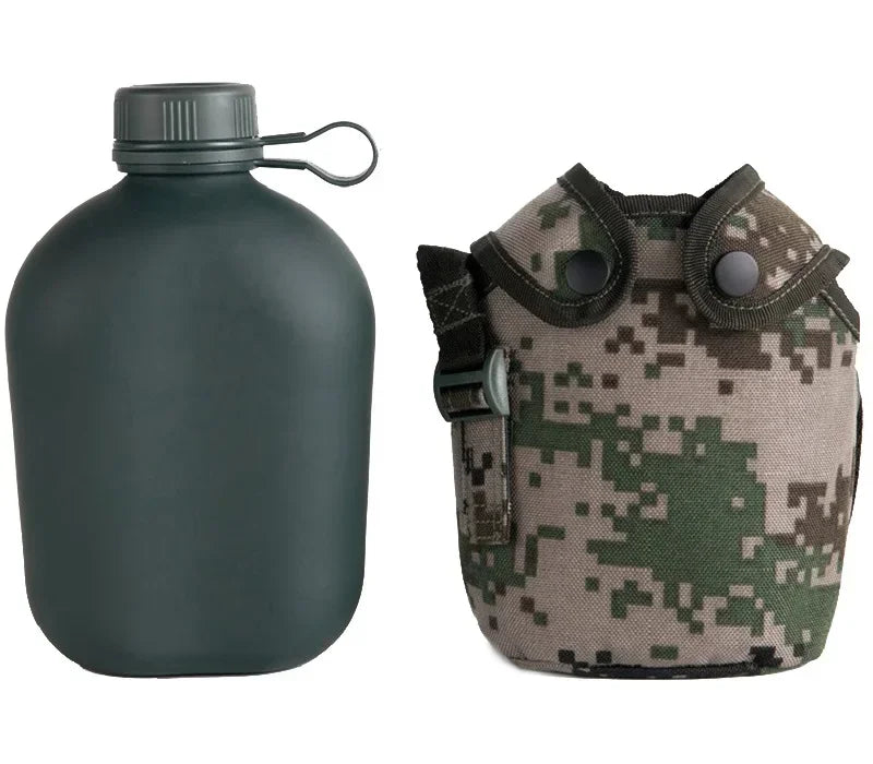   Durable Military Canteen with Cover for Camping and Hiking   