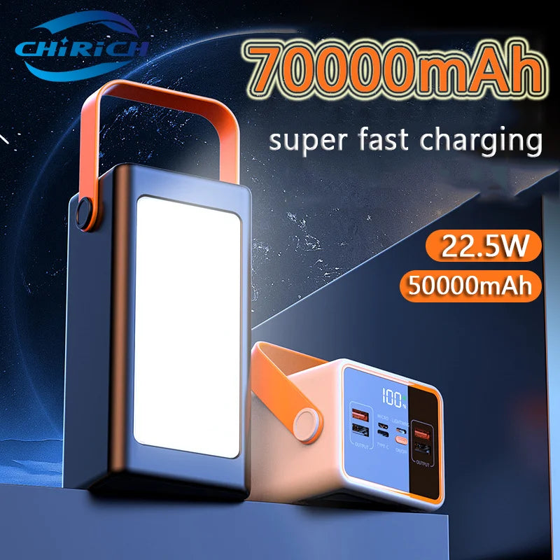  70000mAh Power Bank 22.5W Powerful Large Capacity External Spare Battery Fast Charging 50000mAh Powerbank For iPhone Xiaomi #