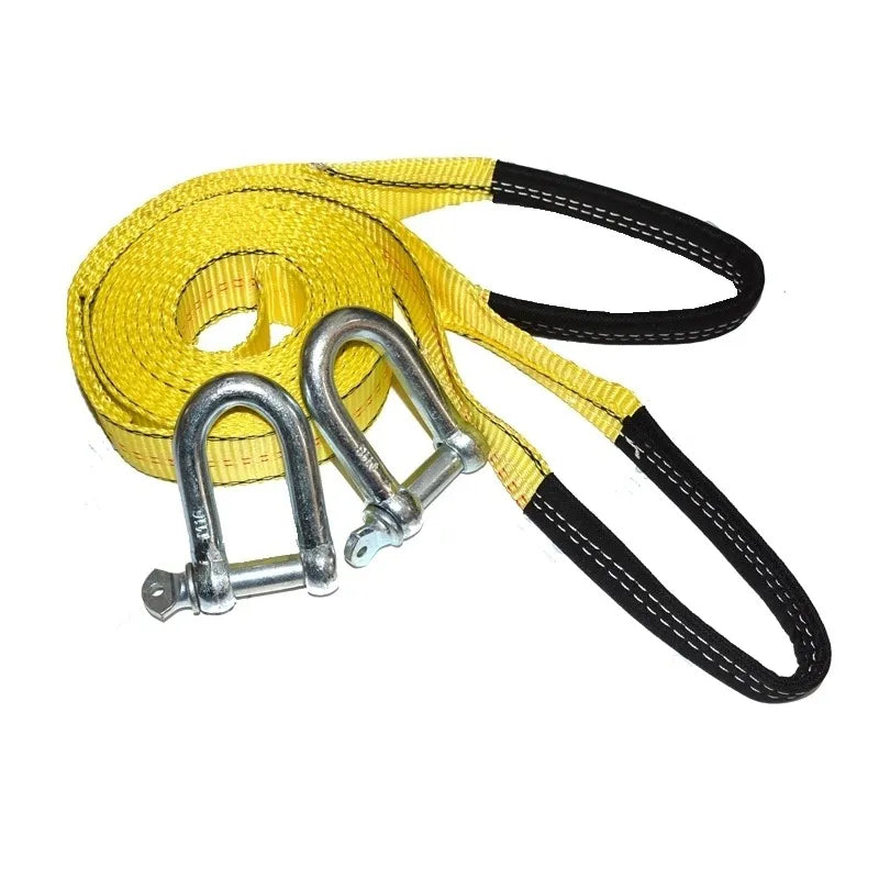  8Tons Car Towing Rope Strape Cable With U Hooks Shackle High Strength Nylon With Reflective Light For Car Truck Trailer SUV 