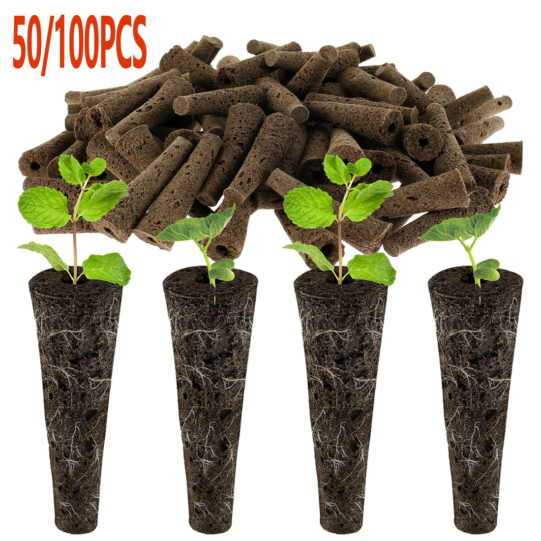  50/100Pcs Hydroponic Sponge Garden Vegetable Soilless Cultivation Growing Media Sponge Hydroponic Baskets Cloning Collar Garden