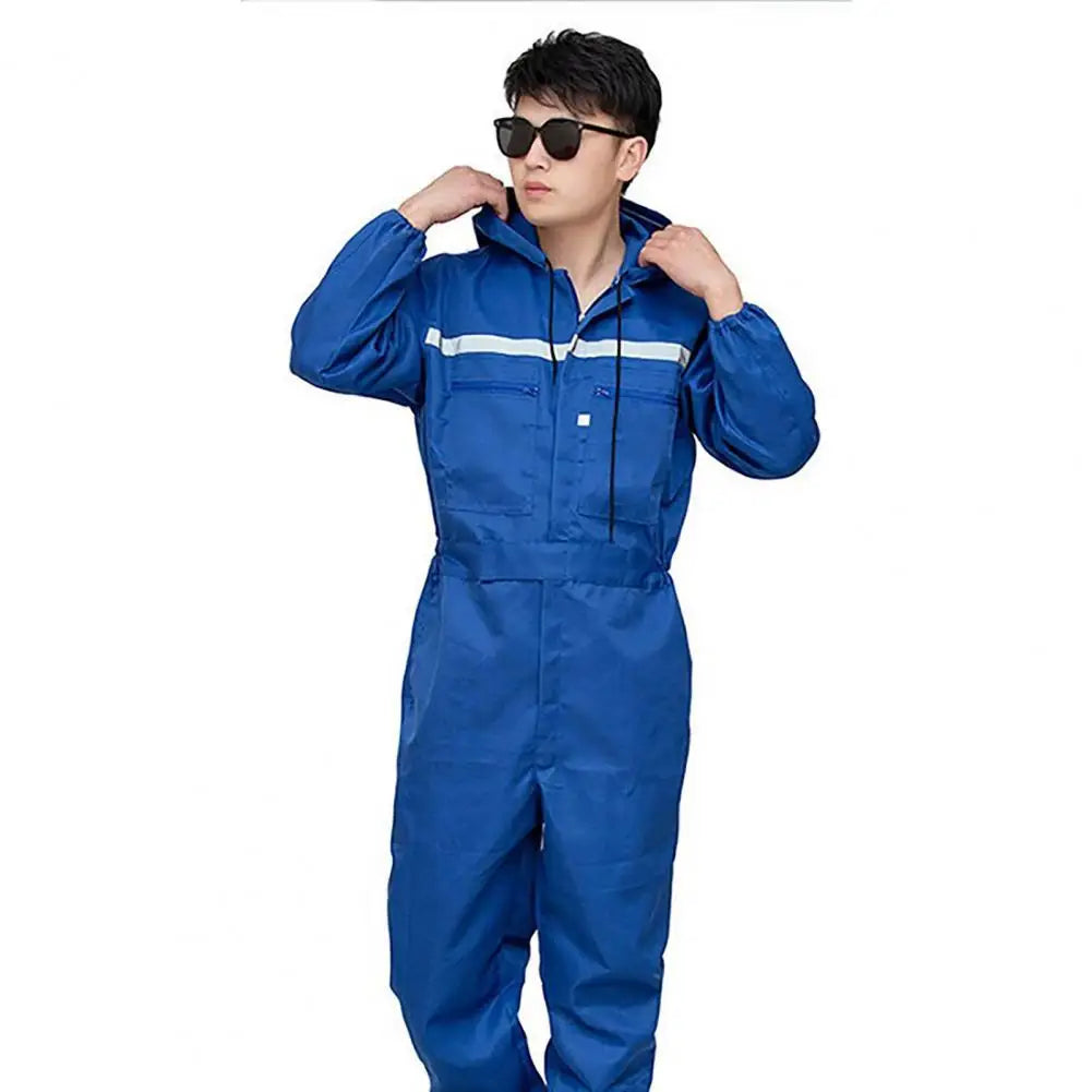   Work Clothes Reflective Zipper Pockets Unisex Work Overalls   