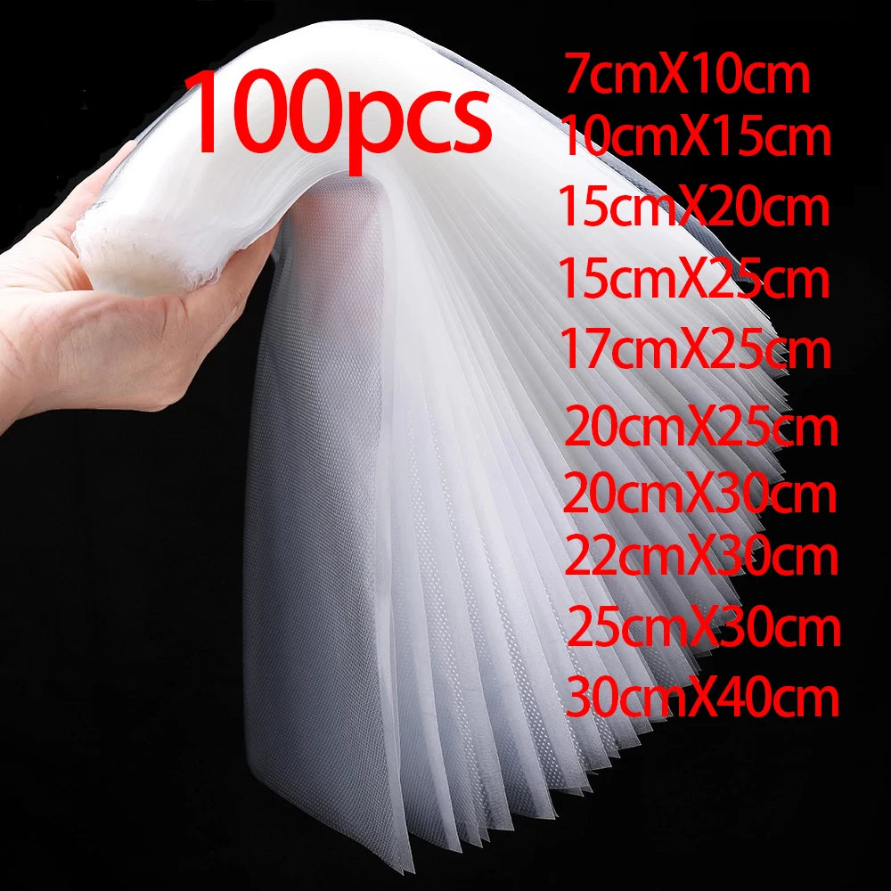   100pcs Multisize Mesh Storage Bags - White/Clear Organizer Bags   