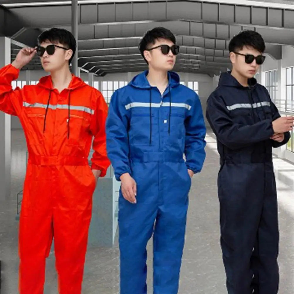   Work Clothes Reflective Zipper Pockets Unisex Work Overalls   